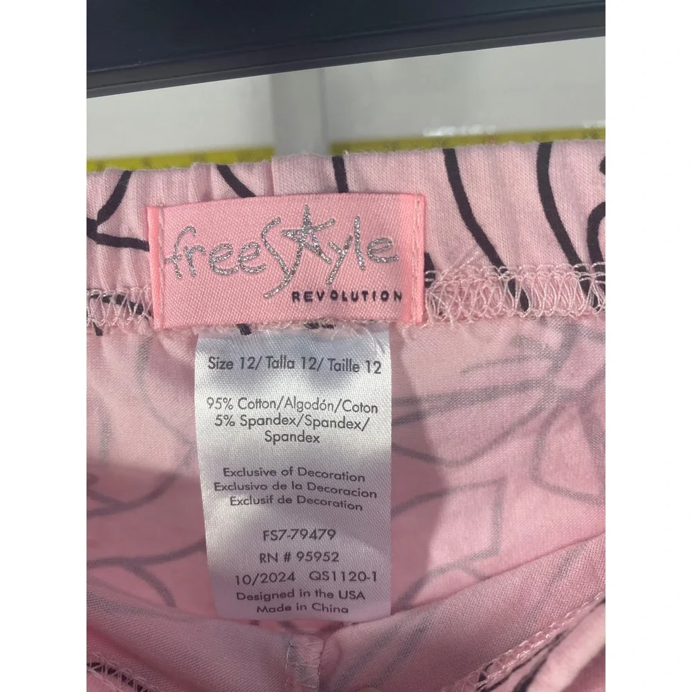 Freestyle Revolution Girls Pink Bow Print Leggings Size 12 FS7-79479